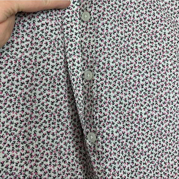 LOFT Ann Taylor Ditsy Floral Cotton Hidden Button Down Blouse Top Large Petite - Picture 5 of 8